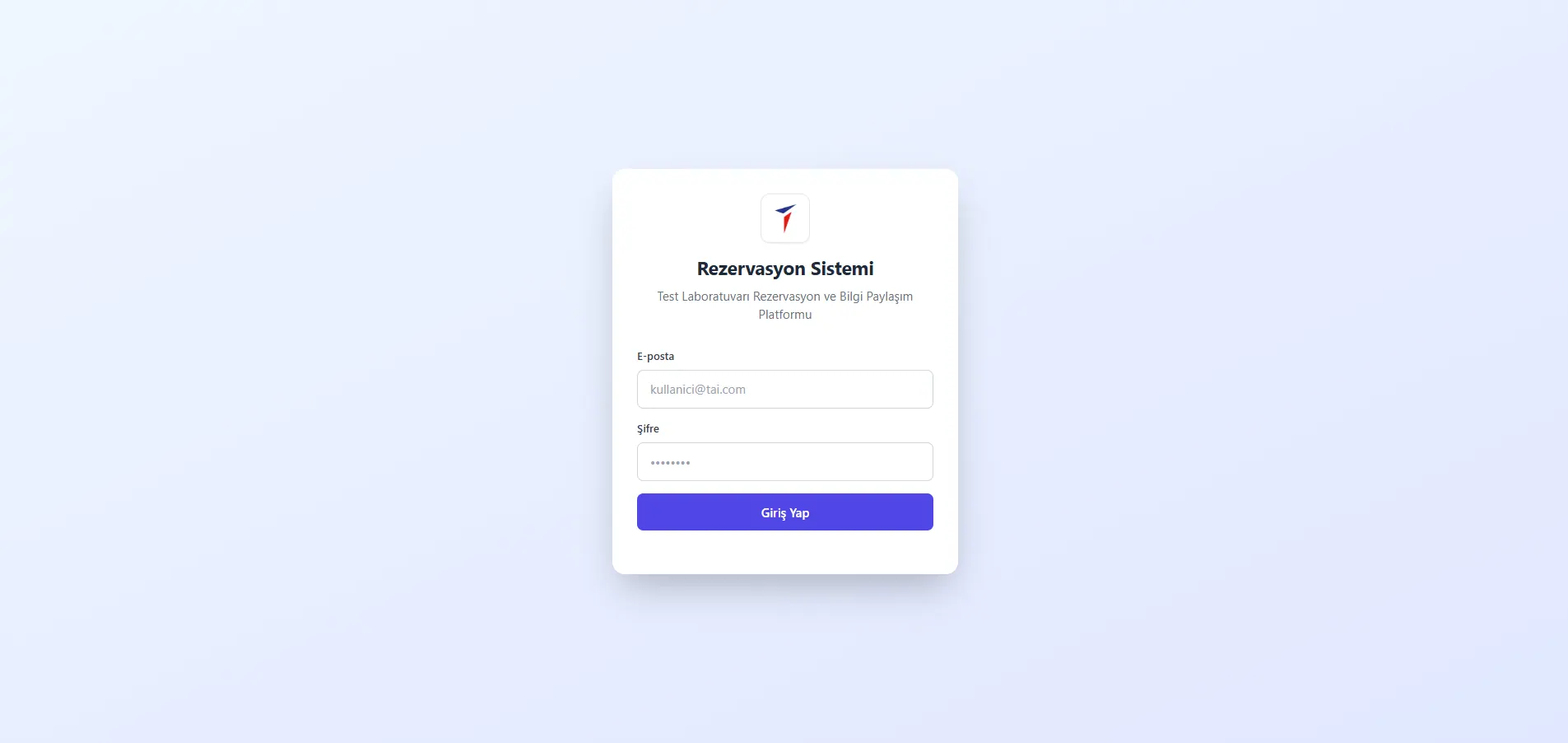 TUSAŞ Test Laboratuvarı Rezervasyon Sistemi — ekran görüntüsü 1